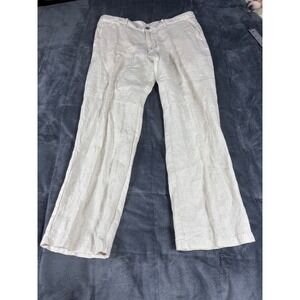 Tasso Elba Island Mens 32x30 Linen Pants Oatmeal Beige Straight Leg FA15 34520
